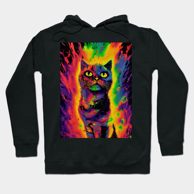 Trippy Multicolored Cat Hoodie by Trip Tank